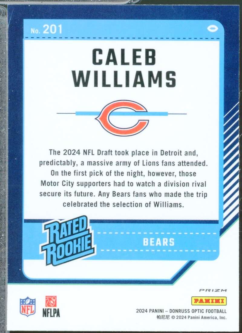 Caleb Williams Rookie (bad corner) 2024 Donruss Optic Rated Rookie Pink #201  Image 2
