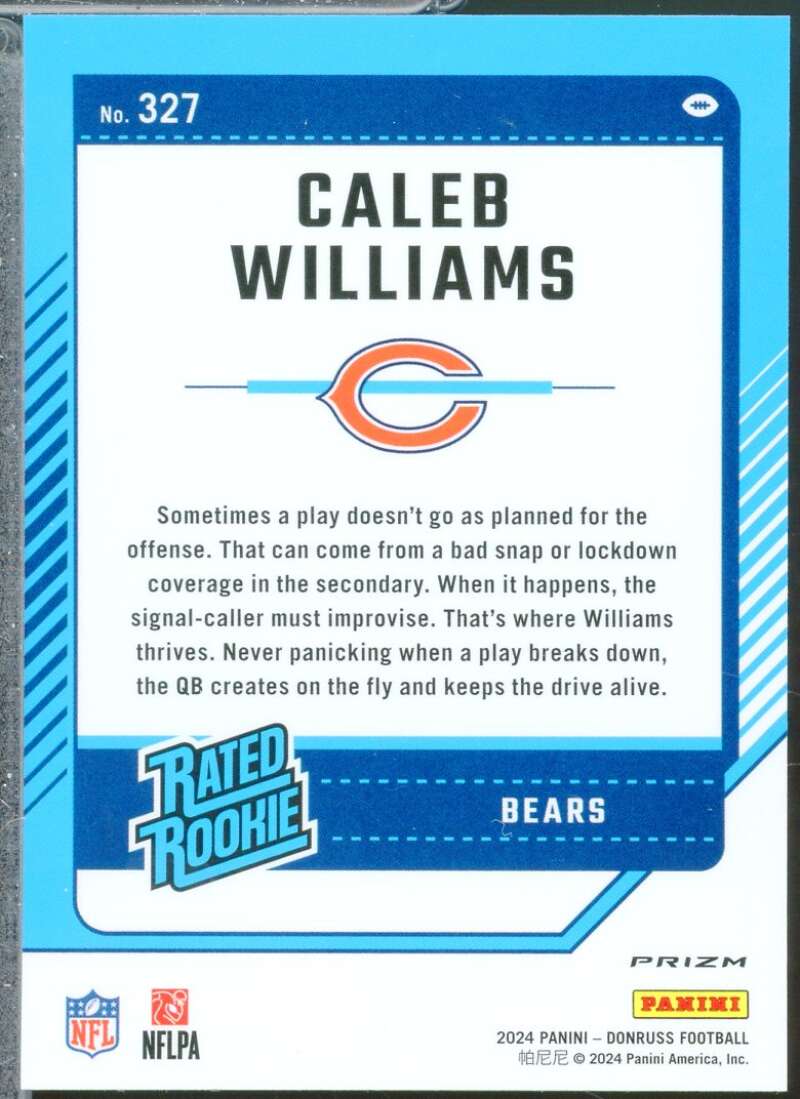 Caleb Williams Rookie Card 2024 Donruss Optic Rated Rookies Preview Pink #327  Image 2