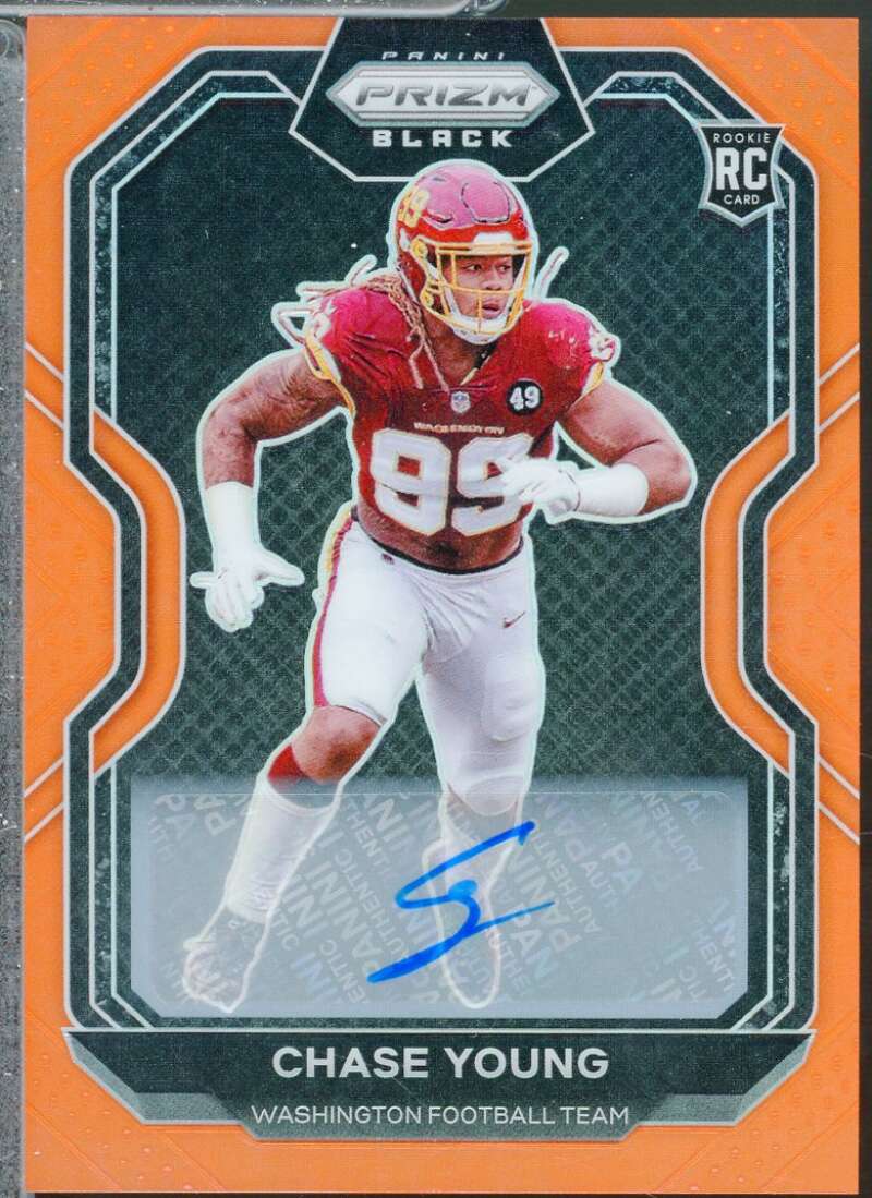 Chase Young Rookie Card 2020 Panini Prizm Black Autograph Orange /75 #21  Image 1