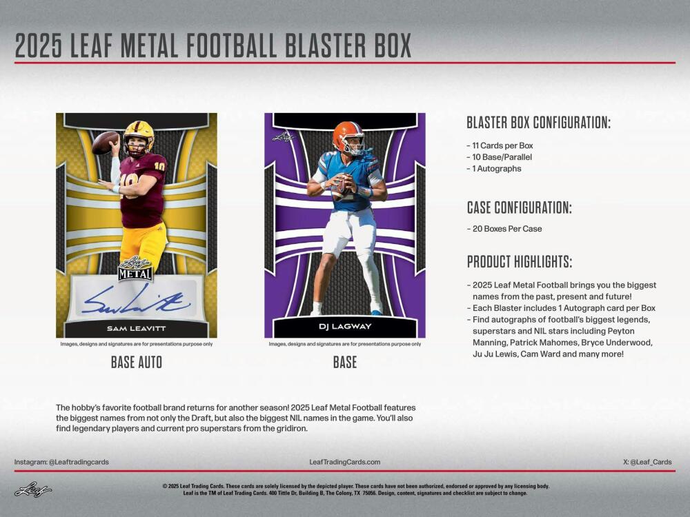 2025 Leaf Metal Football Blaster Box Image 3