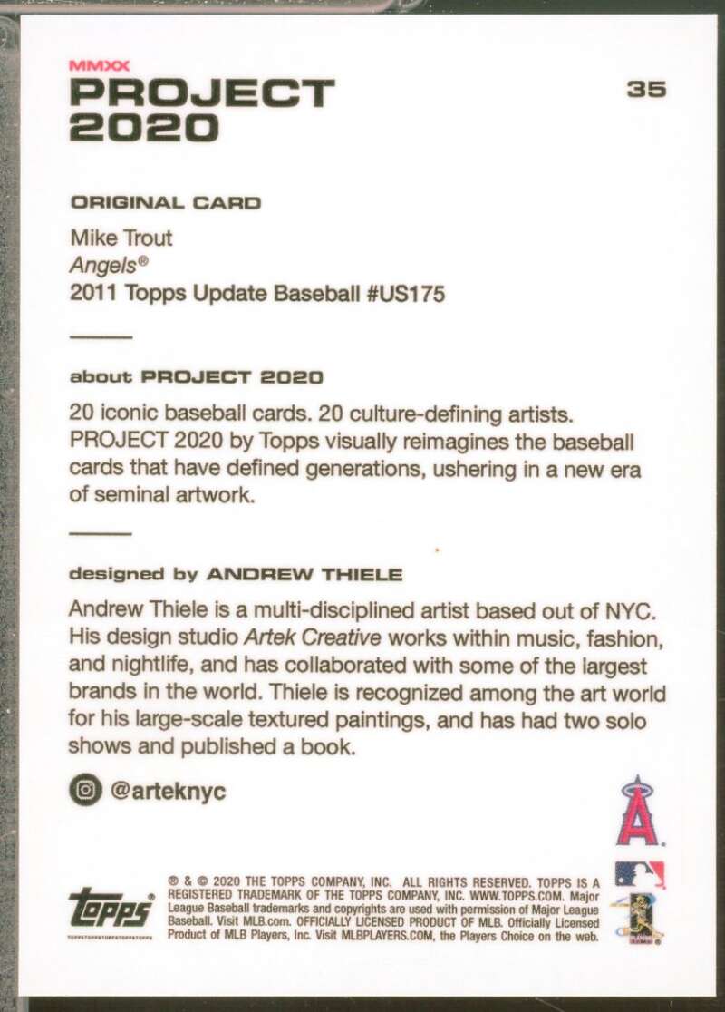 Mike Trout Card 2020 Topps Project 2020 Andrew Thiele #35  Image 2
