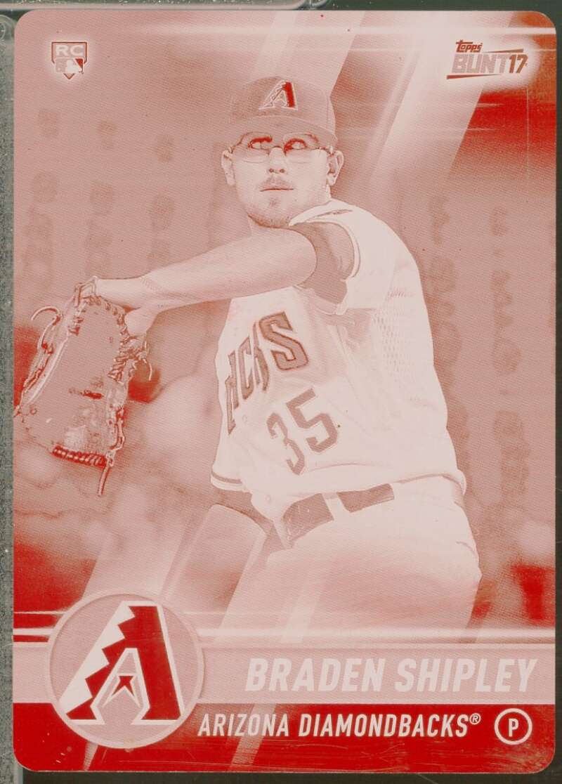 Braden Shipley Rookie Card 2017 Topps Bunt Printing Plates Magenta 1/1 #14  Image 1