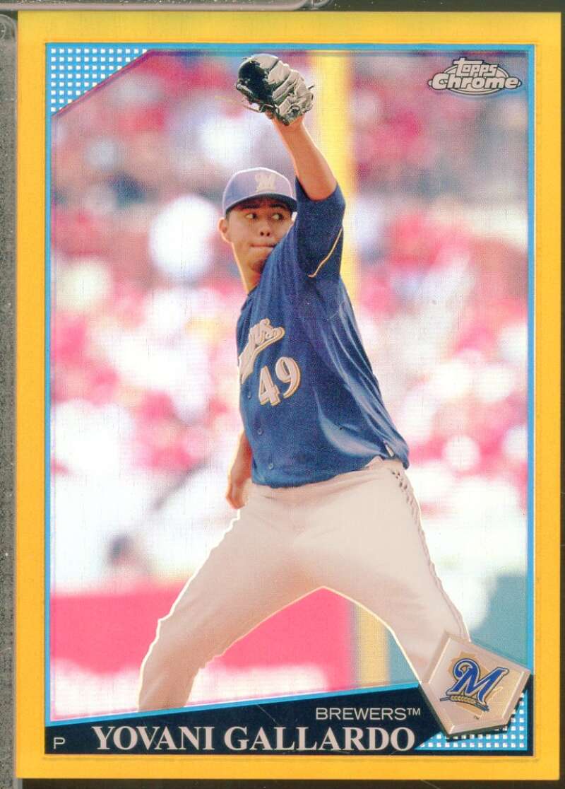 Yovani Gallardo Card 2009 Topps Chrome Gold Refractors /50 #142  Image 1