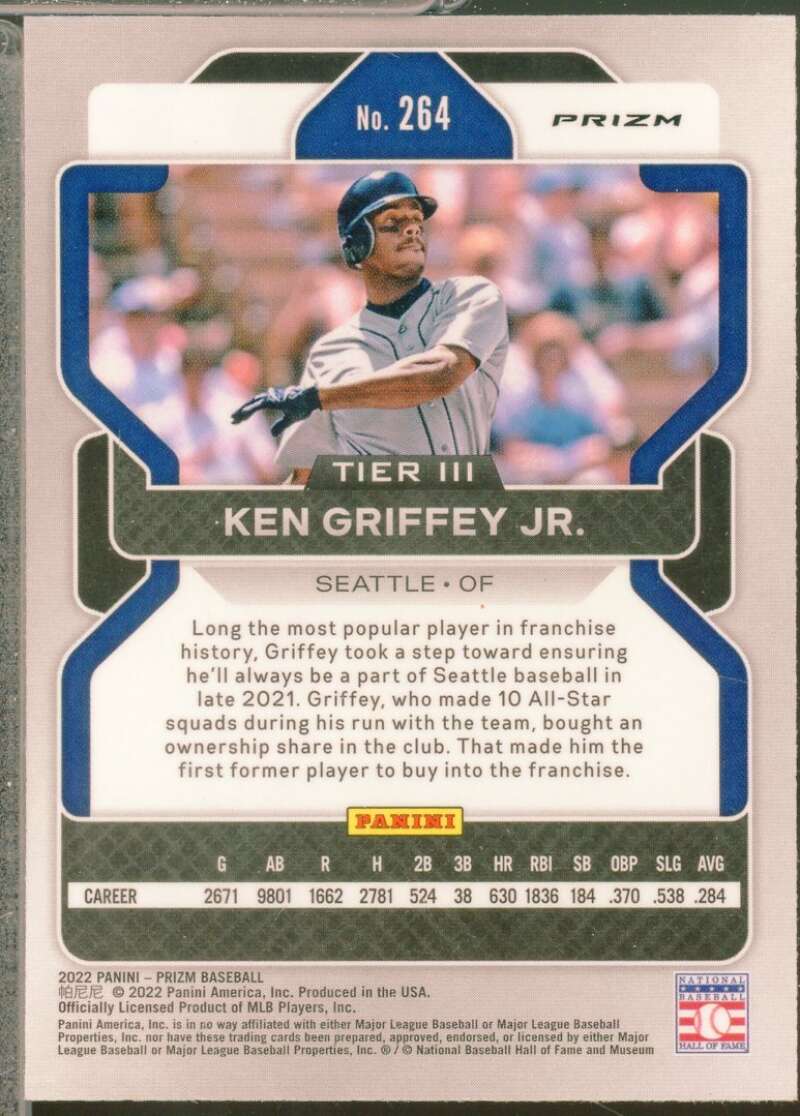 Ken Griffey Jr. Card 2022 Panini Prizm Prizms Red White and Blue #264  Image 2