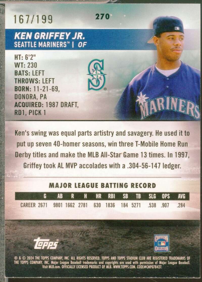 Ken Griffey Jr. Card 2024 Stadium Club Green Foil /199 #270  Image 2