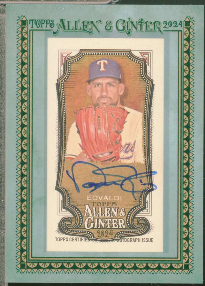 Nathan Eovaldi 2024 Topps Allen Ginter Framed Mini Autograph Blue Frame 50 #MANE  Image 1