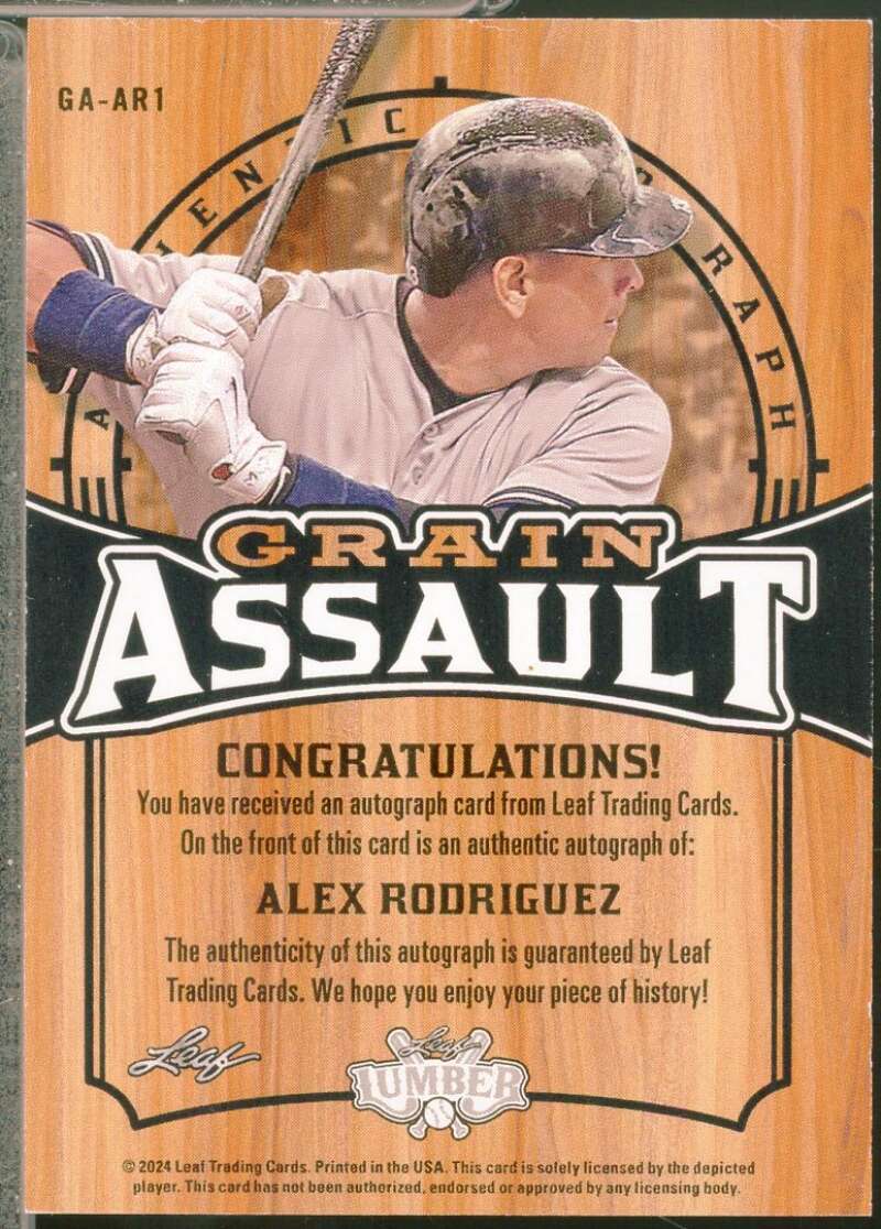 Alex Rodriguez Card 2024 Leaf Lumber Grain Assault Autograph /30 #GAAR1  Image 2