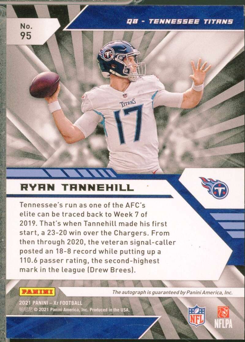 Ryan Tannehill Card 2021 Panini XR Autographs Purple /10 #95  Image 2