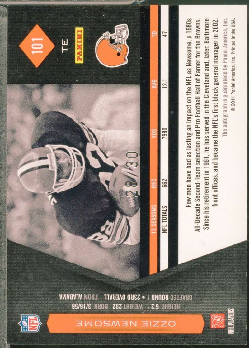 Ozzie Newsome Card 2011 Limited Monikers Autographs Silver /30 #101  Image 2