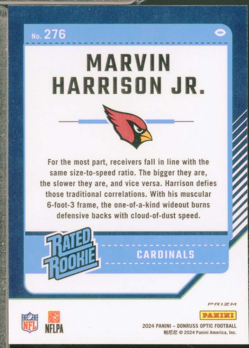 Marvin Harrison Jr. Rookie 2024 Donruss Optic Rated Rookie Green Hyper #276  Image 2