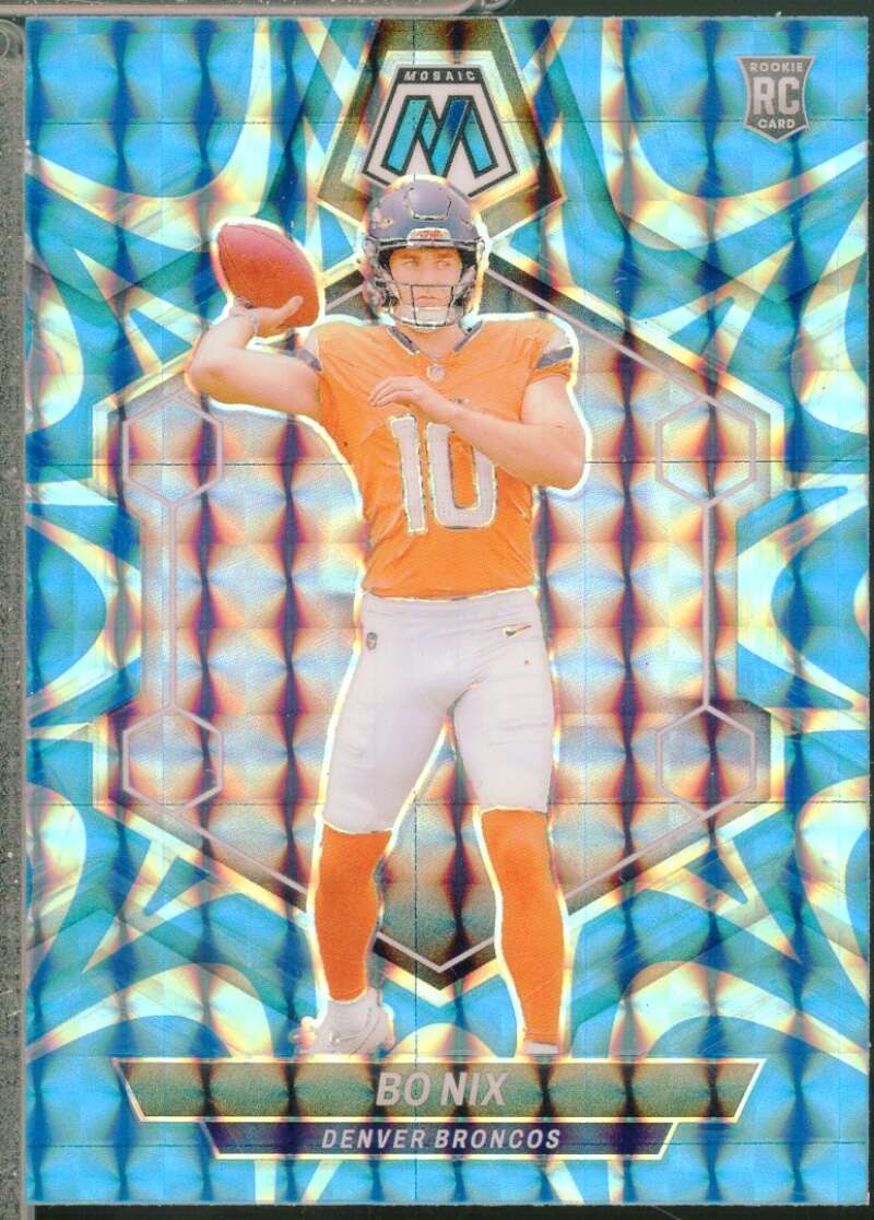 Bo Nix Rookie Card 2024 Panini Mosaic Mosaic Reactive Blue #312  Image 1