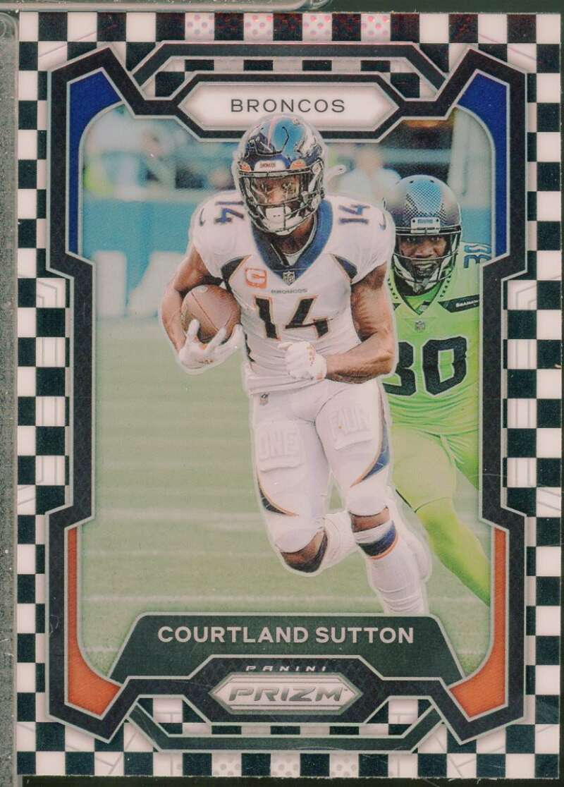 Courtland Sutton Card 2023 Panini Prizm Prizms Black and White Checker #85  Image 1