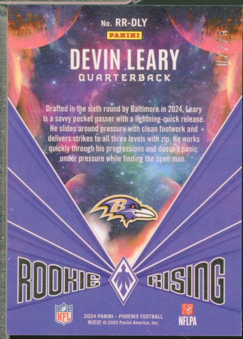 Devin Leary Rookie Card 2024 Panini Phoenix Rookie Rising Bronze /75 #41  Image 2