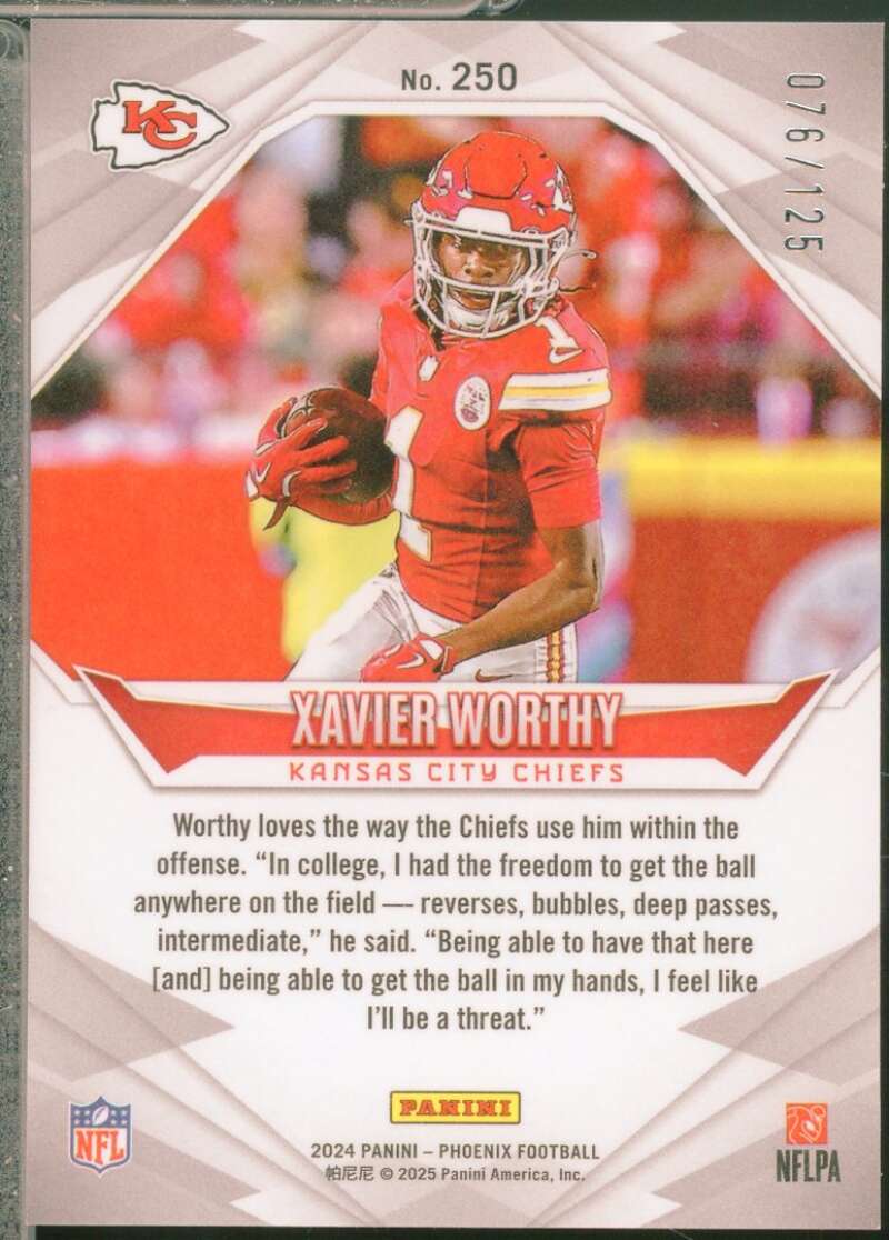 Xavier Worthy Rookie Card 2024 Panini Phoenix Bronze Fade /125 #250  Image 2