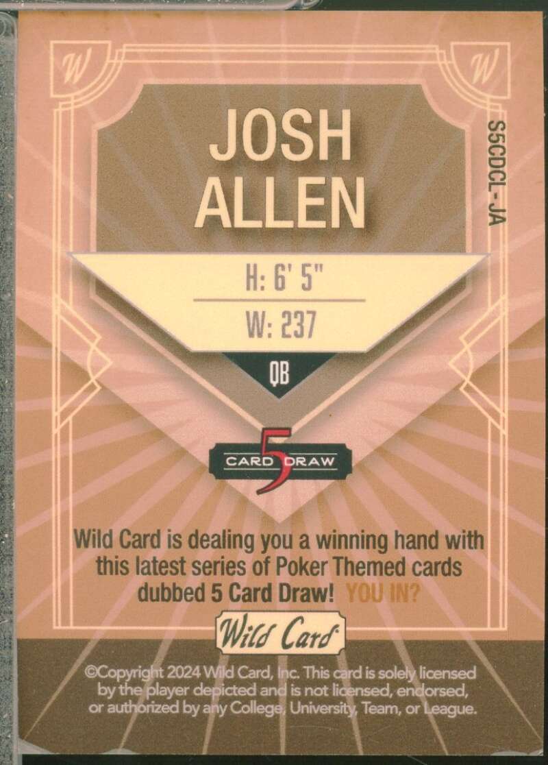 Josh Allen Card 2024 Wild Card 5 Card Draw Silver Sparkle /2 #S5CDCLJA  Image 2