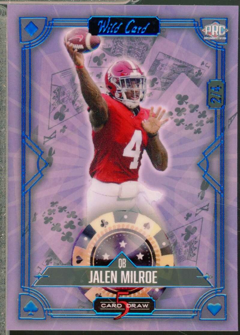 Jalen Milroe Rookie Card 2024 Wild Card 5 Card Draw Blue /4 #S5CDCLJM  Image 1