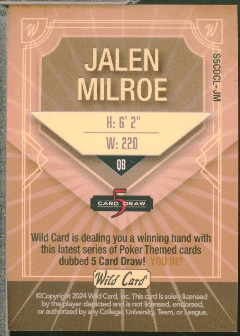 Jalen Milroe Rookie Card 2024 Wild Card 5 Card Draw Blue /4 #S5CDCLJM  Image 2