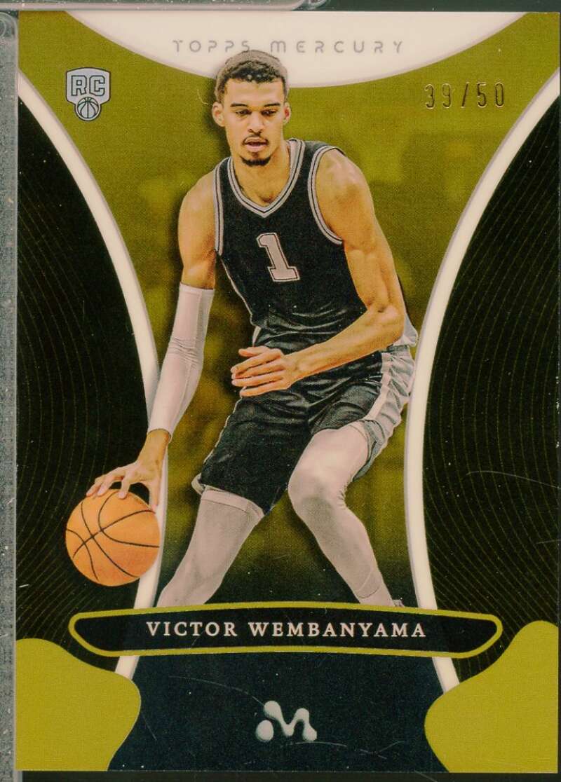 Victor Wembanyama Rookie (corner) 2023-24 Topps Mercury Gold Refractor /50 #4  Image 1
