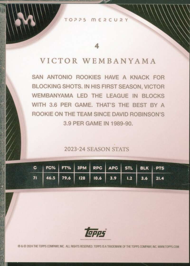Victor Wembanyama Rookie (corner) 2023-24 Topps Mercury Gold Refractor /50 #4  Image 2