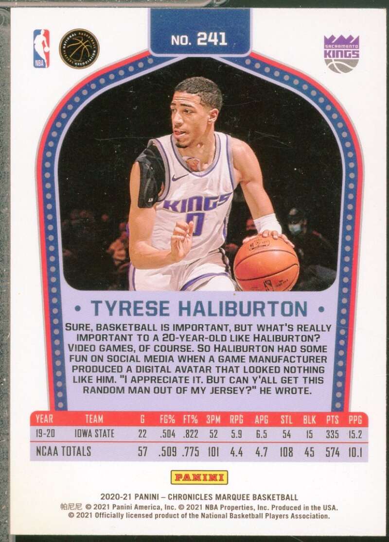 Tyrese Haliburton Rookie Card 2020-21 Panini Chronicles Marquee #241  Image 2