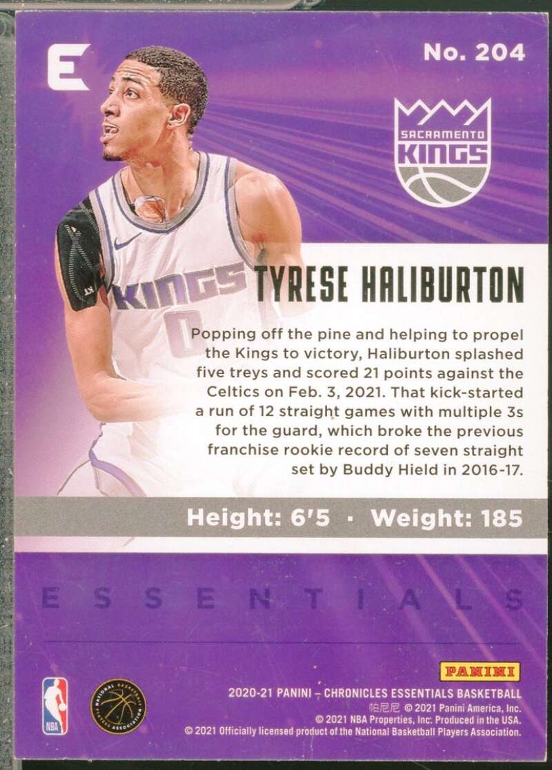Tyrese Haliburton Rookie Card 2020-21 Panini Chronicles Essentials #204  Image 2