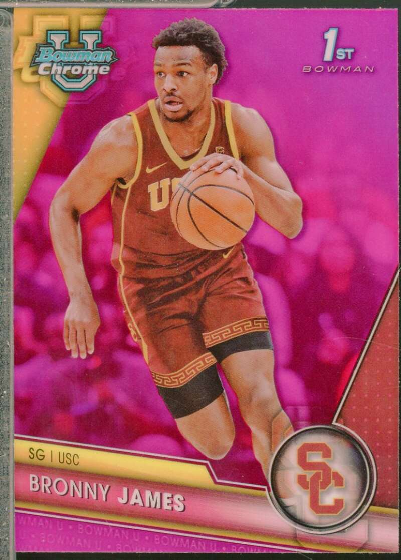 Bronny James Card 2023-24 Bowman Chrome University Pink Refractors #95  Image 1