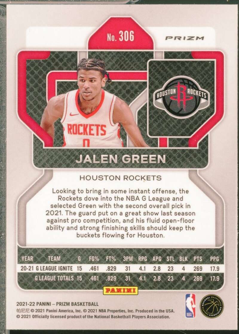 Jalen Green Rookie Card 2021-22 Panini Prizm Prizms Red White and Blue #306  Image 2