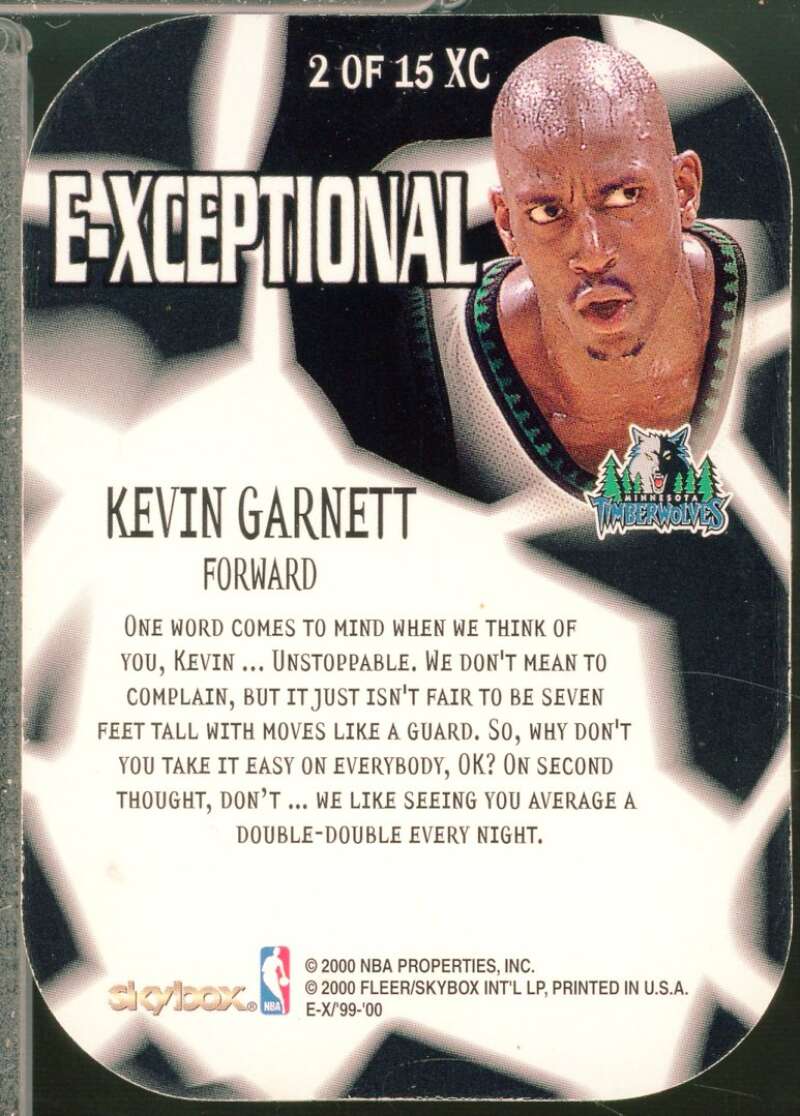 Kevin Garnett Card 1999-00 E-X E-Xceptional Red #XC2  Image 2