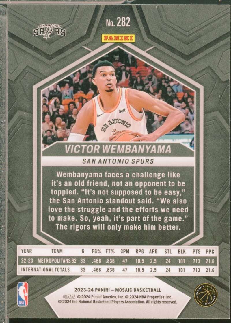 Victor Wembanyama Rookie Card 2023-24 Panini Mosaic City Edition #282  Image 2