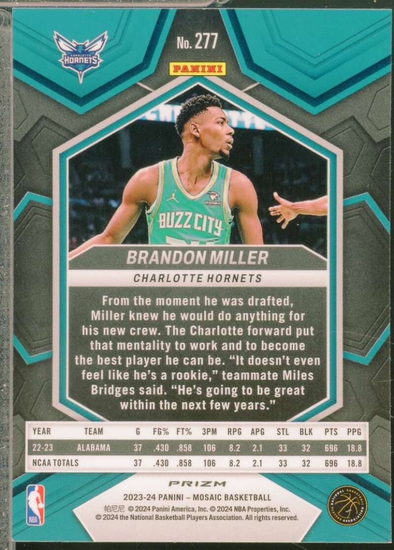 Brandon Miller Rookie Card 2023-24 Panini Mosaic City Edition Silver #277  Image 2