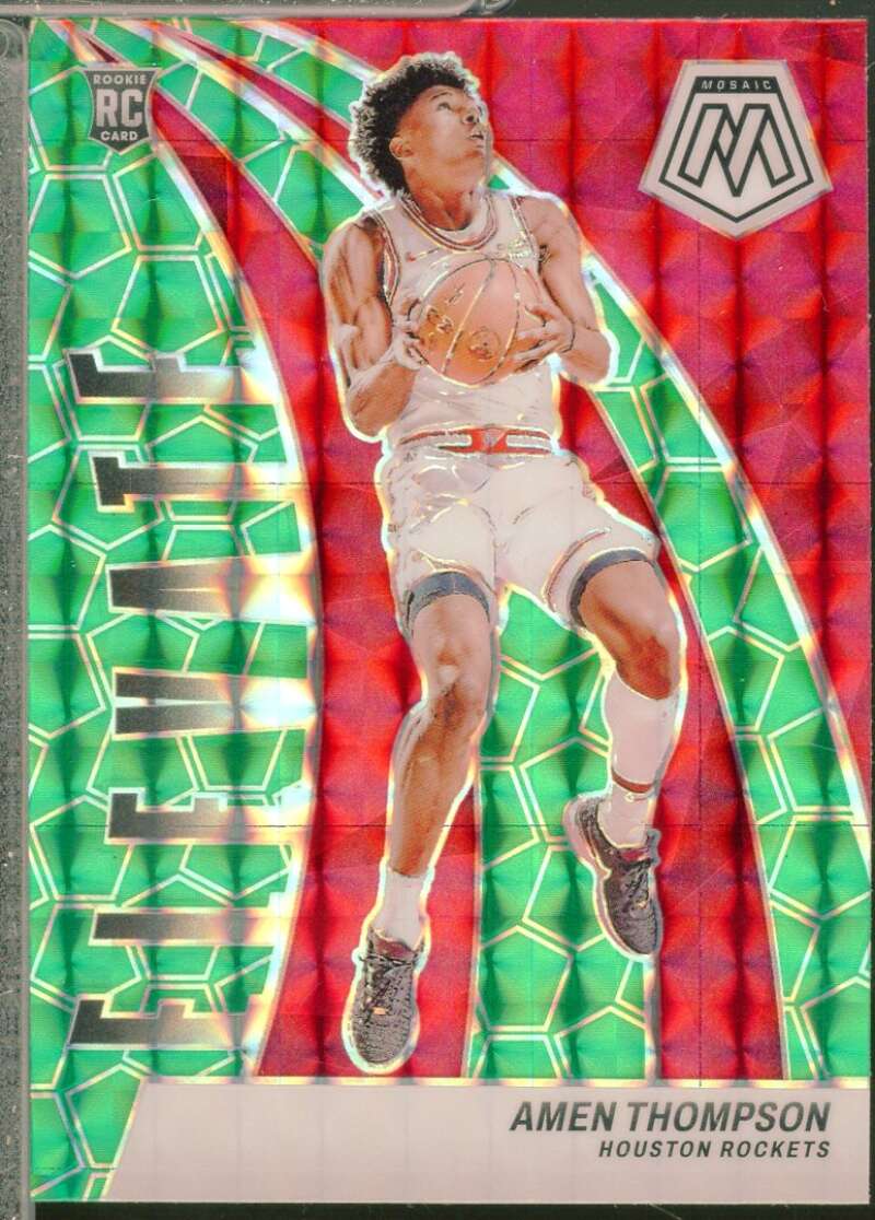 Amen Thompson Rookie Card 2023-24 Panini Mosaic Elevate Mosaic Green #13  Image 1