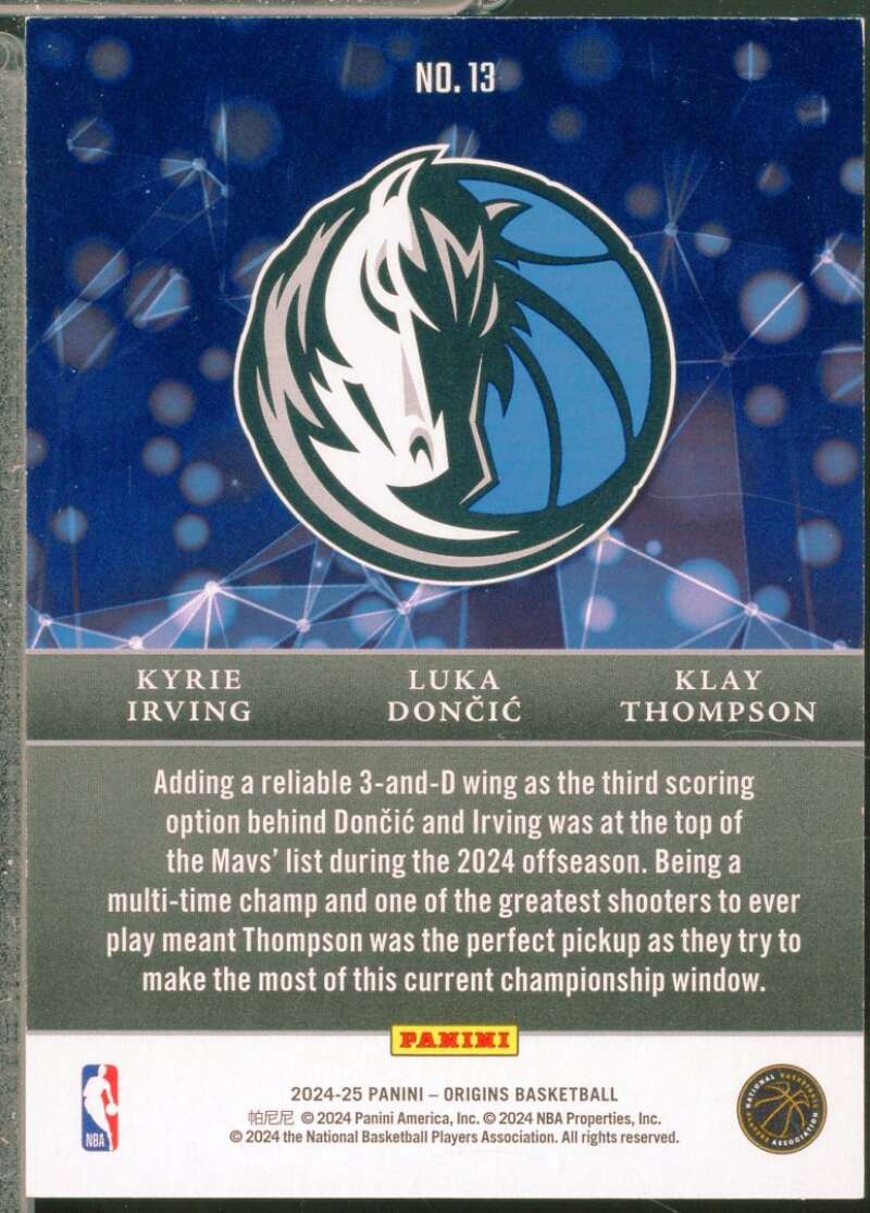Kyrie Irving Luka Doncic Klay Thompson Card 2024-25 Panini Origins Nucleus #13  Image 2
