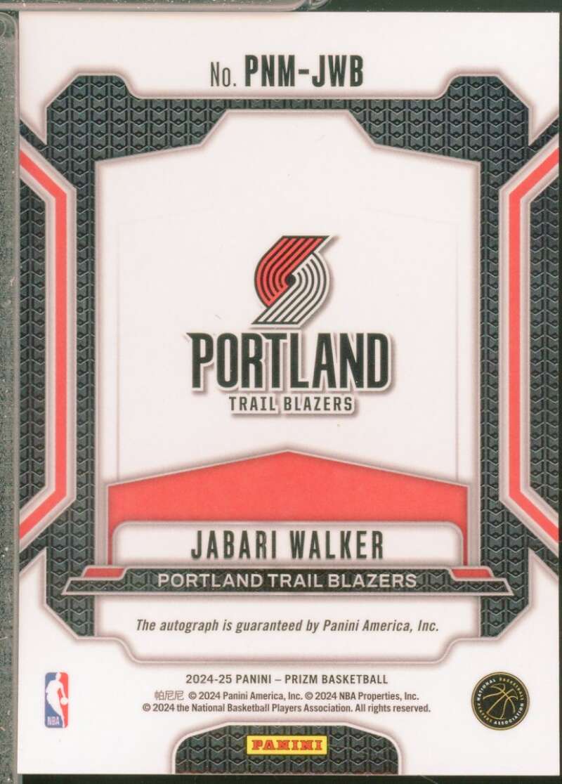 Jabari Walker Card 2024-25 Panini Prizm Penmanship Autograph #26  Image 2