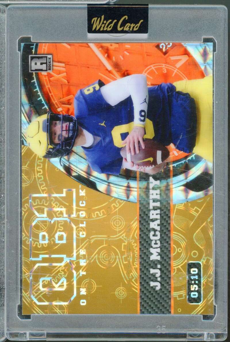 J.J. McCarthy Rookie 2024 Wild QB1 On the Clock Gold Orange /10 #OCWJM2  Image 1