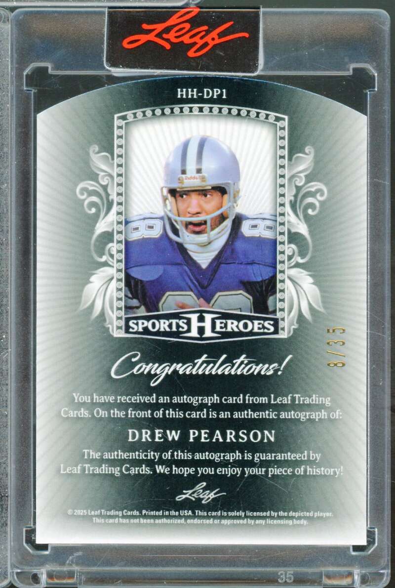 Drew Pearson 2025 Leaf Sports Heroes Hall Heroes Cracked Ice Autograph /35 #DP1  Image 2