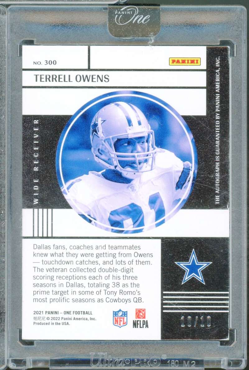 Terrell Owens Card 2021 Panini One One Up Autographs /10 #300  Image 2