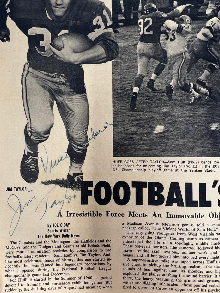 1963 Pros Football Vince Lombardi / Jim Taylor Signed Magazine JSA Authentic Image 2