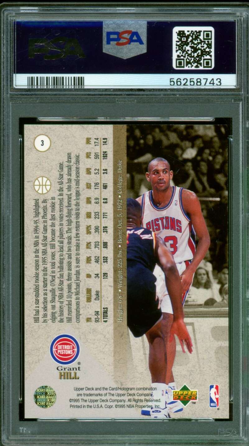 Grant Hill Rookie Card 1994-95 SP Foil #3 PSA 9 Image 2