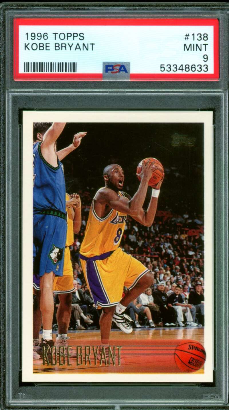 Kobe Bryant Rookie Card 1996-97 Topps #138 PSA 9 Image 1