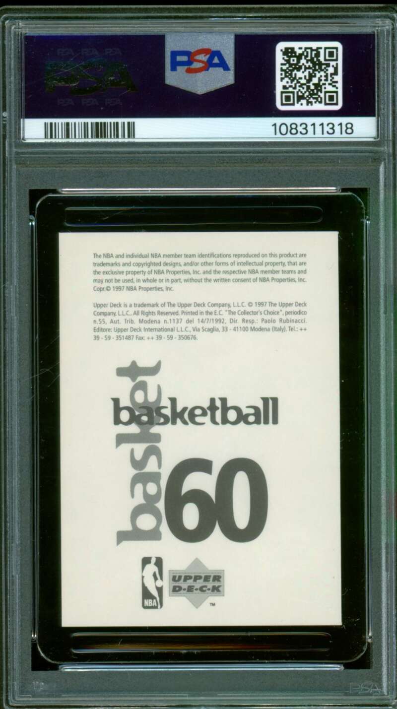 Kobe Bryant Card 1997-98 UD International Stickers #60 PSA 9 Image 2