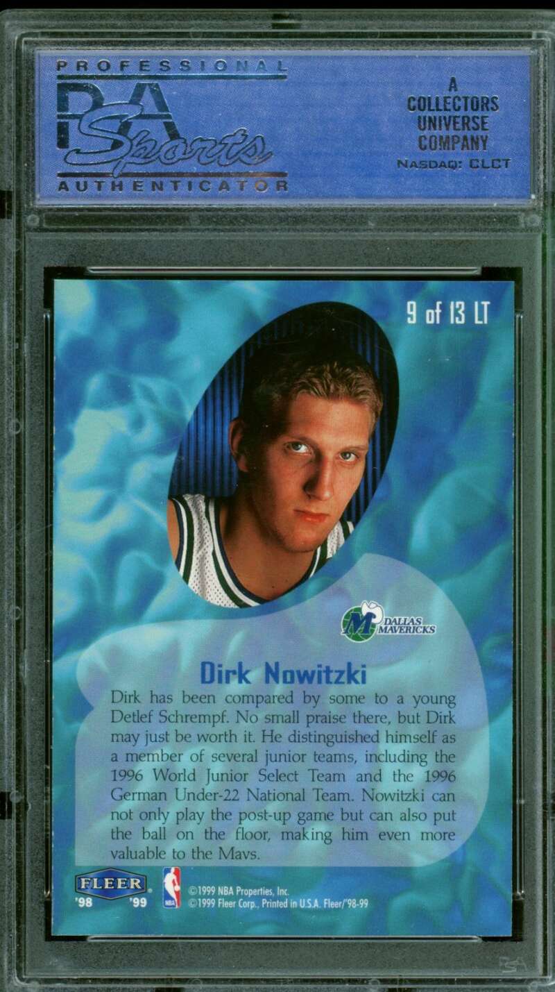 Dirk Nowitzki Rookie Card 1998-99 Fleer Lucky 13 #9 PSA 9 Image 2