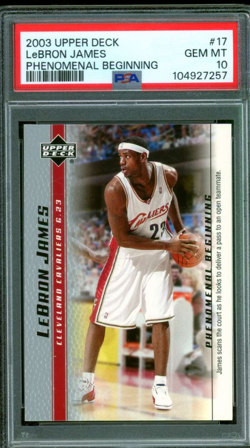 LeBron James Rookie Card 2003-04 Upper Deck Phenomenal Beginning #17 PSA 10 Image 1