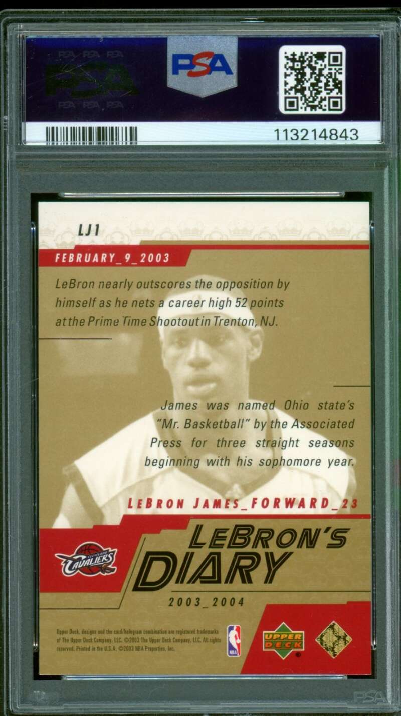 LeBron James Rookie Card 2003-04 Upper Deck Diary #LJ1 PSA 8 Image 2
