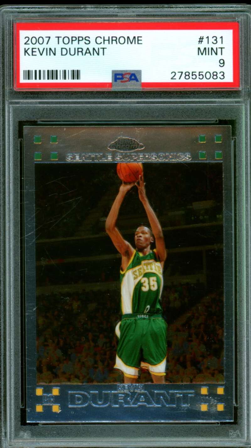 Kevin Durant Rookie Card 2007-08 Topps Chrome #131 PSA 9 Image 1