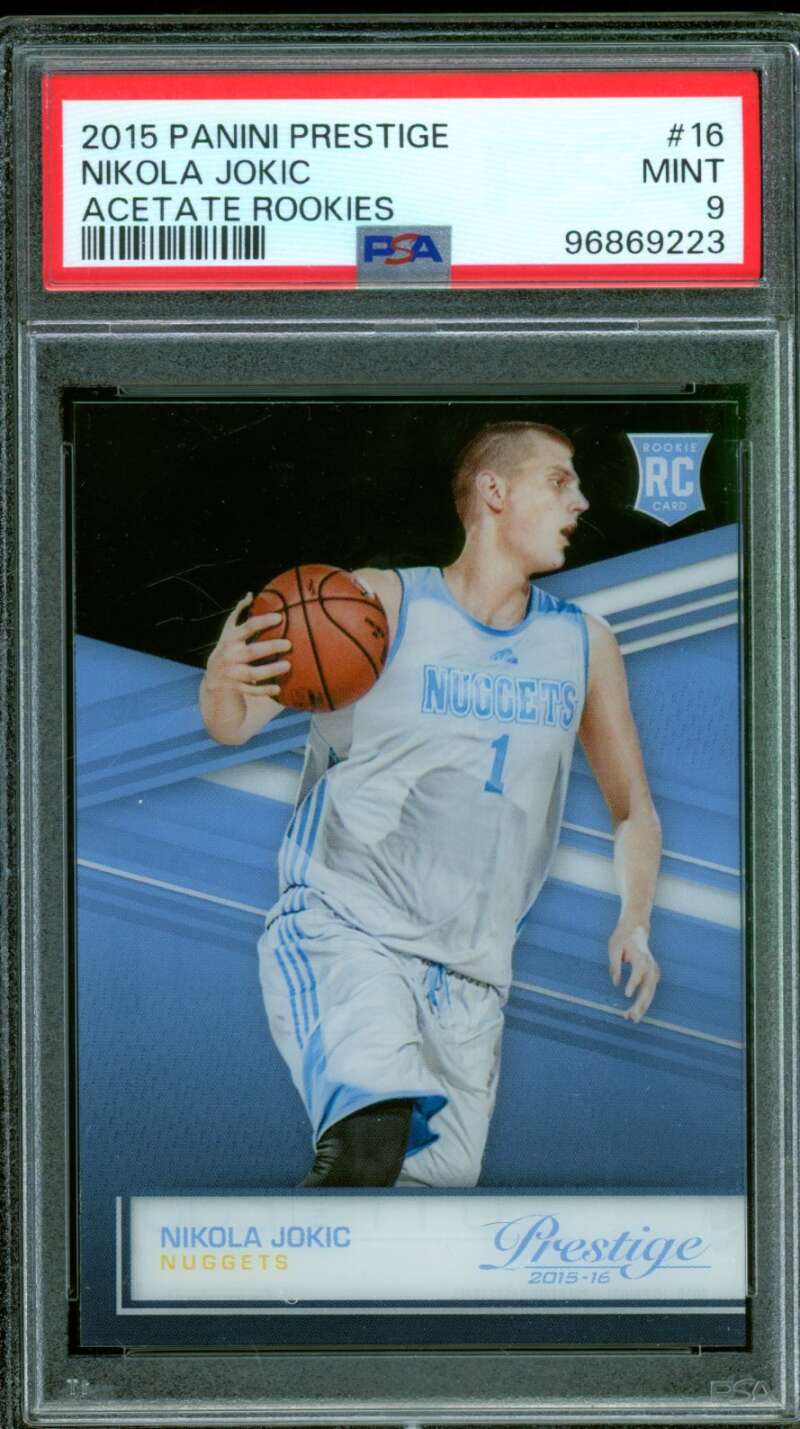 Nikola Jokic Rookie Card 2015-16 Panini Prestige Acetate Rookies #16 PSA 9 Image 1