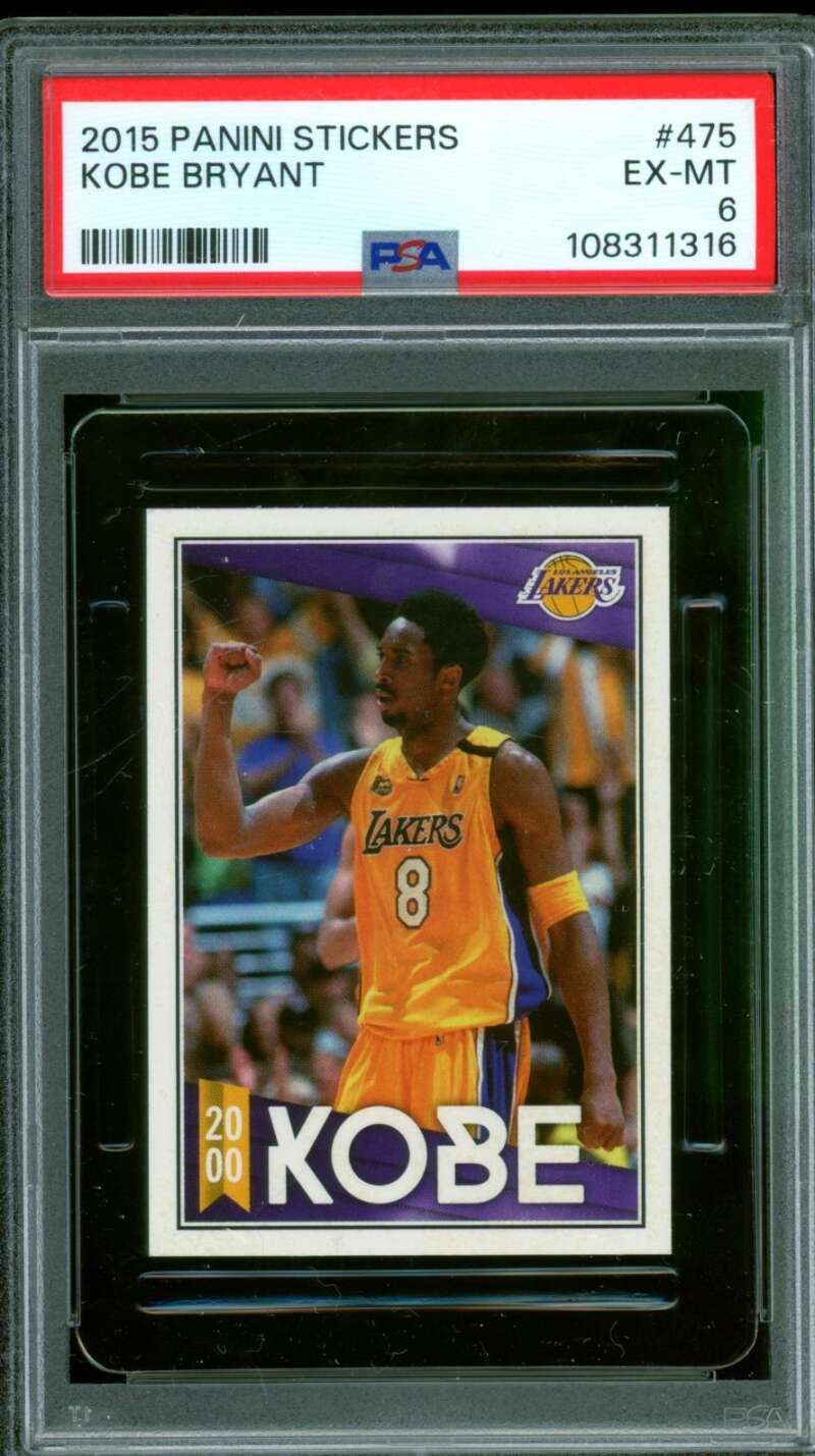 Kobe Bryant Card 2015-16 Panini Stickers #475 PSA 6 Image 1