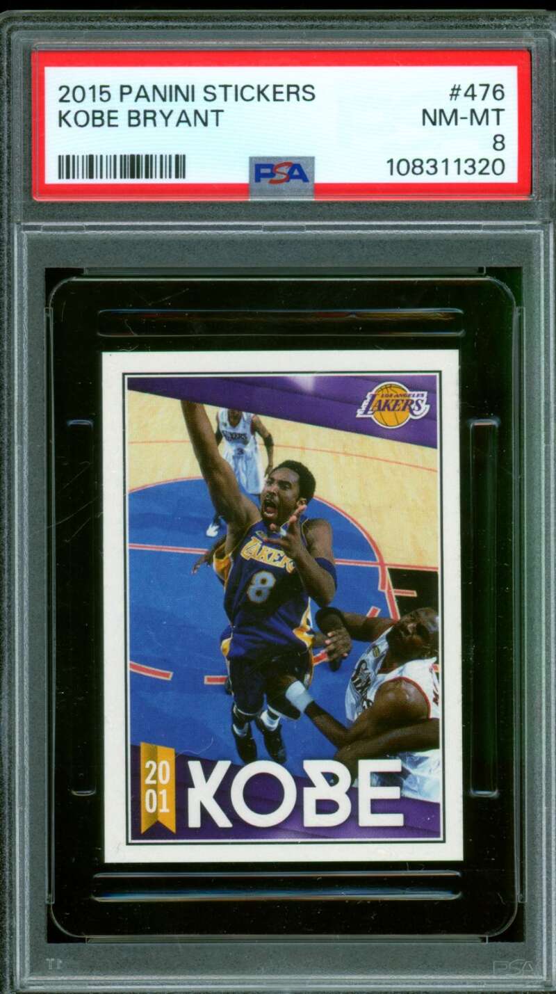 Kobe Bryant Card 2015-16 Panini Stickers #476 PSA 8 Image 1