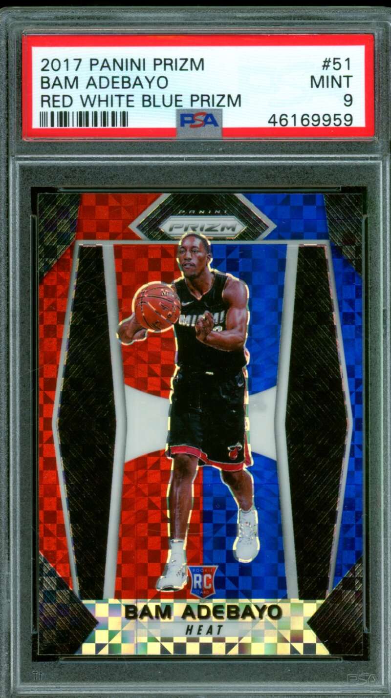 Bam Adebayo Rookie Card 2017-18 Panini Prizm Red White Blue #51 PSA 9 Image 1