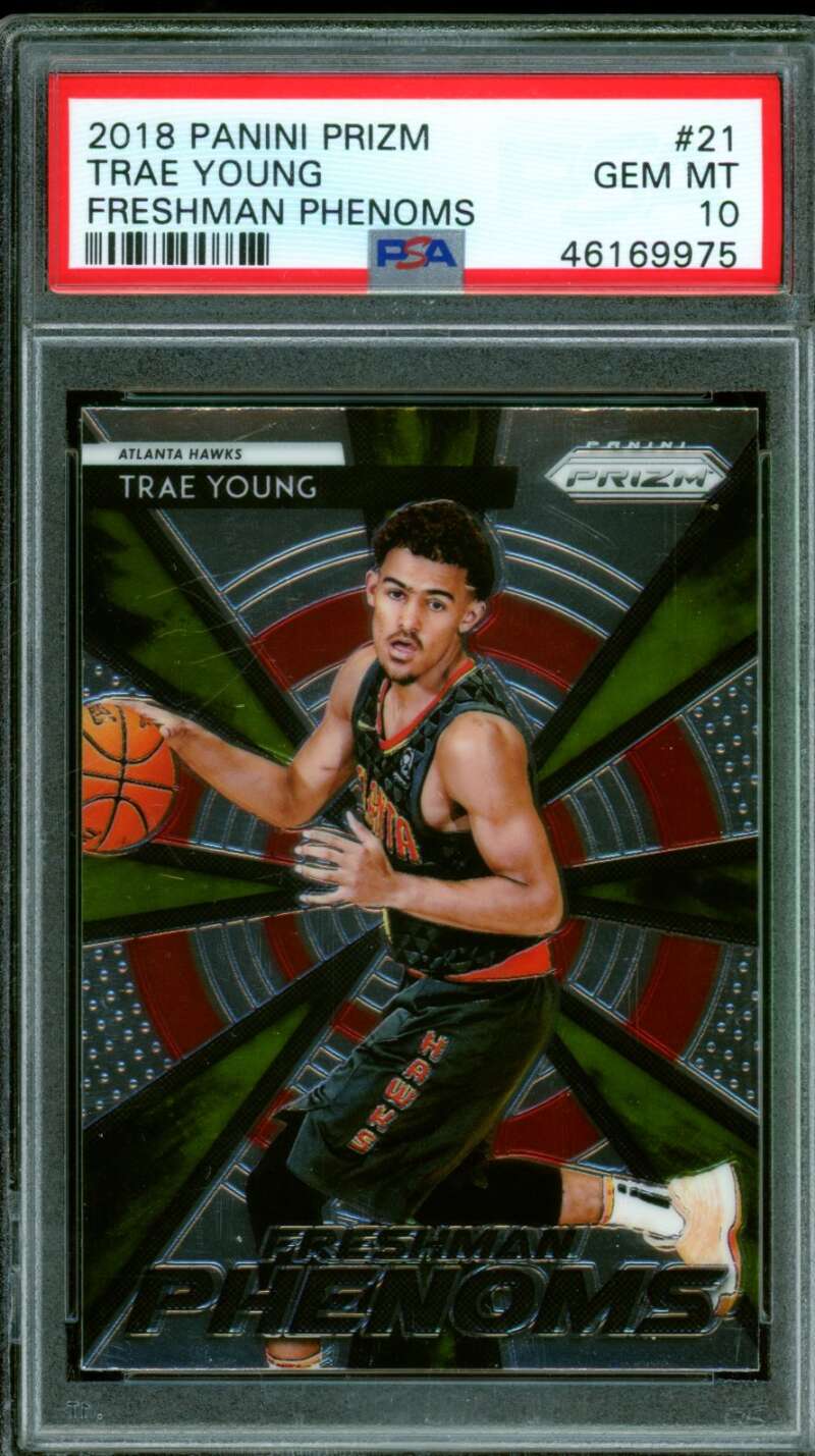 Trae Young Rookie Card 2018-19 Panini Prizm Freshman Phenoms #21 PSA 10 Image 1