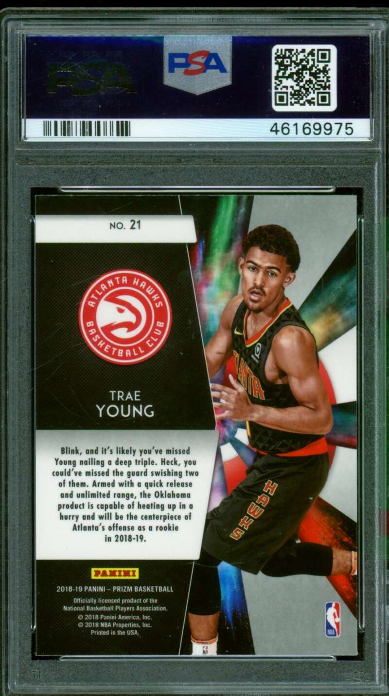 Trae Young Rookie Card 2018-19 Panini Prizm Freshman Phenoms #21 PSA 10 Image 2